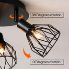 Taklampa med justerbara spotlights i svart