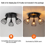 Taklampa med justerbara spotlights i svart