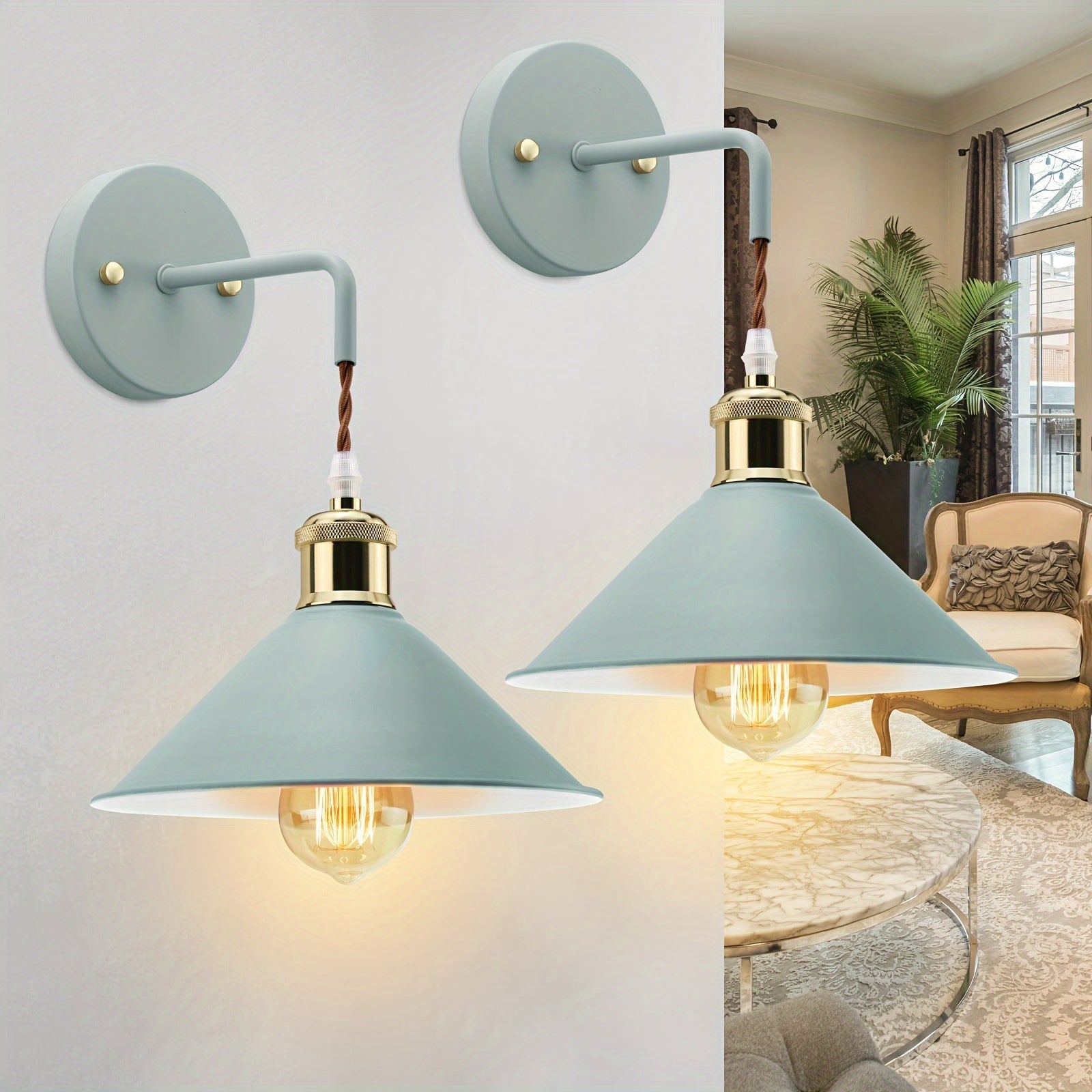 Vägglampa i metall, tvåpack