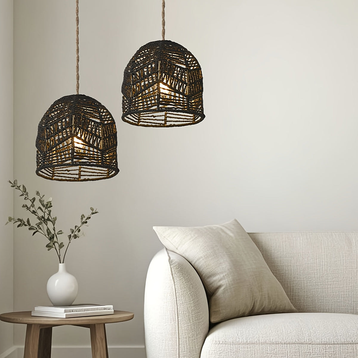 Lampskärm i papperssnöre