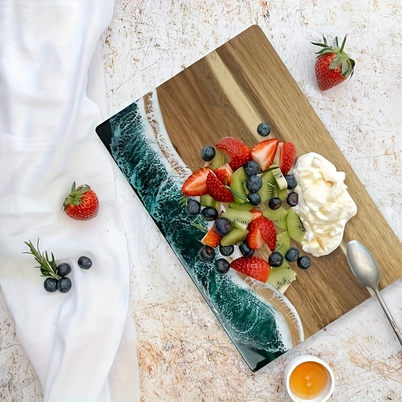 Serveringsbräda i akacia med vågmönster
