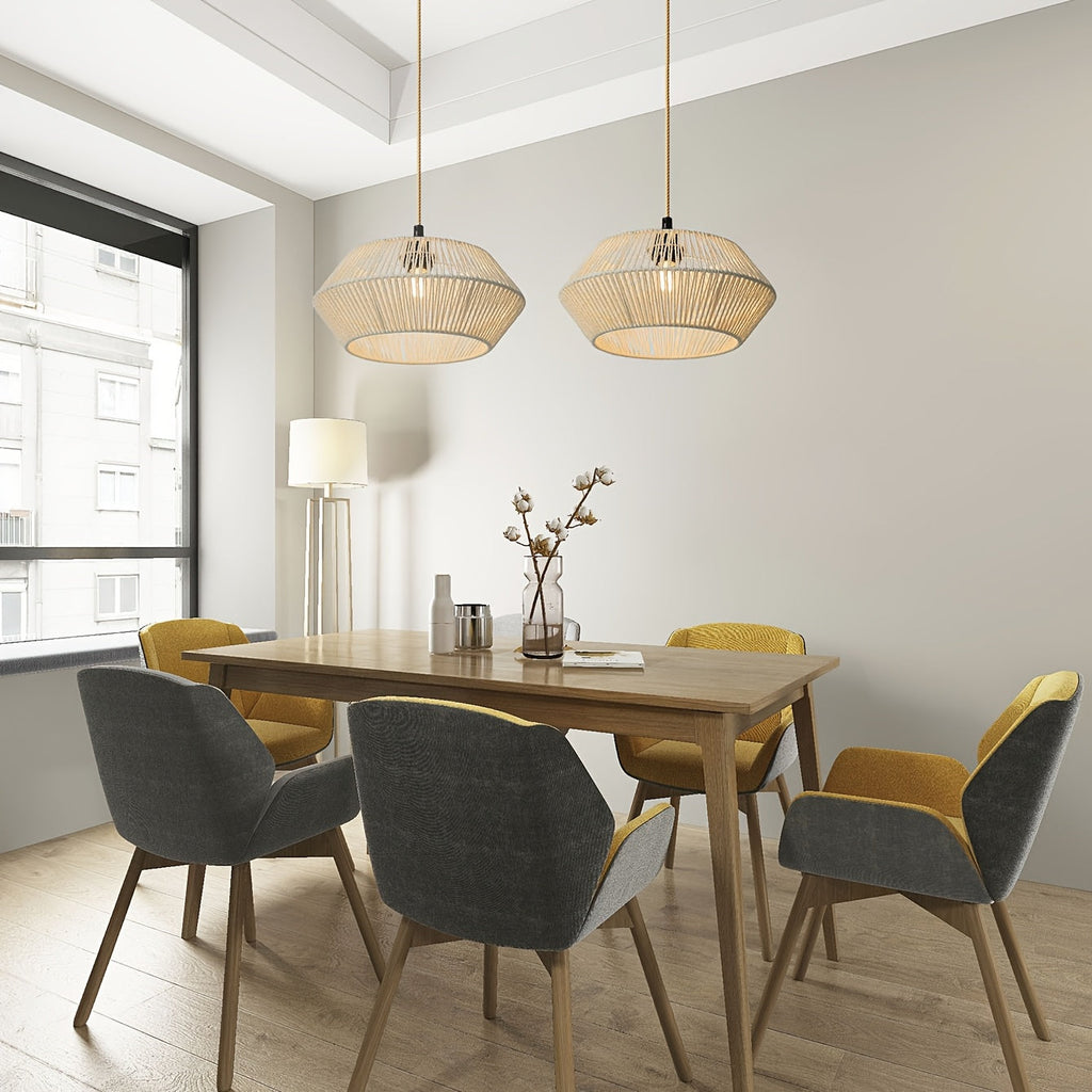 Lampskärm i flätat pappersrep