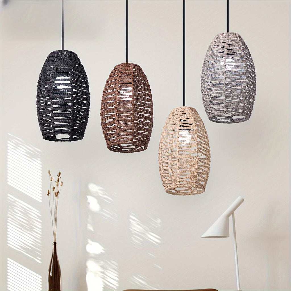 Lampskärm i flätat pappersrep