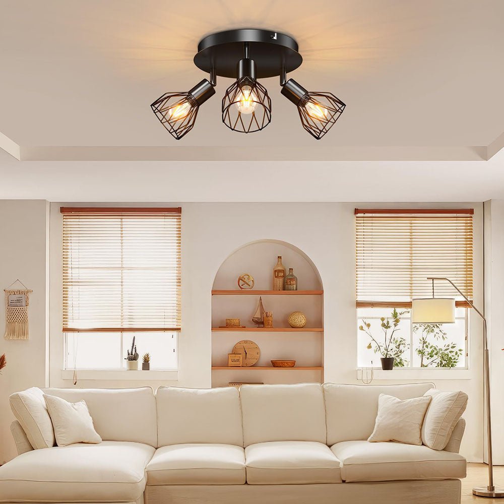 Taklampa med justerbara spotlights i svart