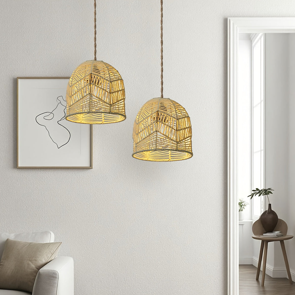 Lampskärm i papperssnöre