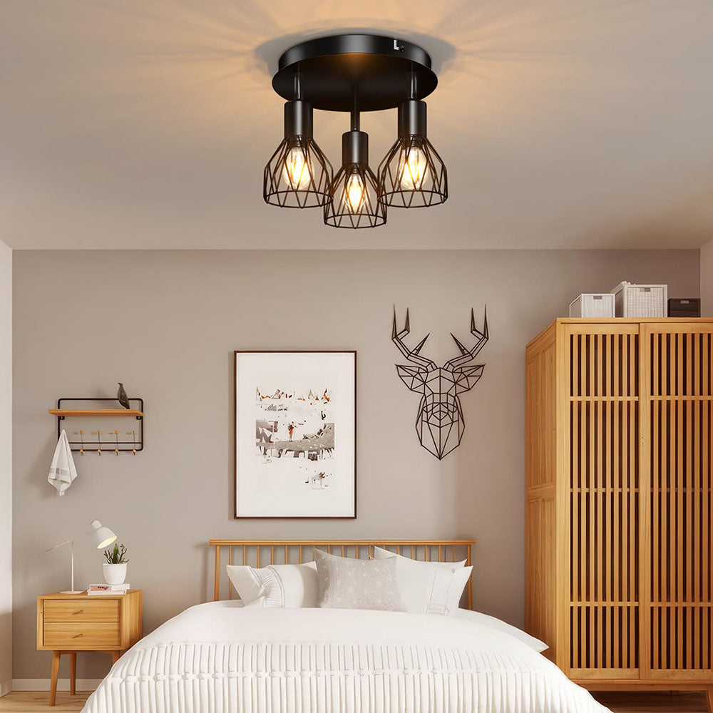 Taklampa med justerbara spotlights i svart