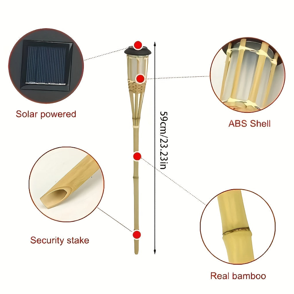 Solcellsfacklor i bambu, 2-pack