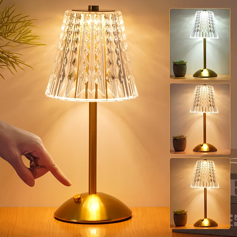 Bordslampa med fasetterad kupa