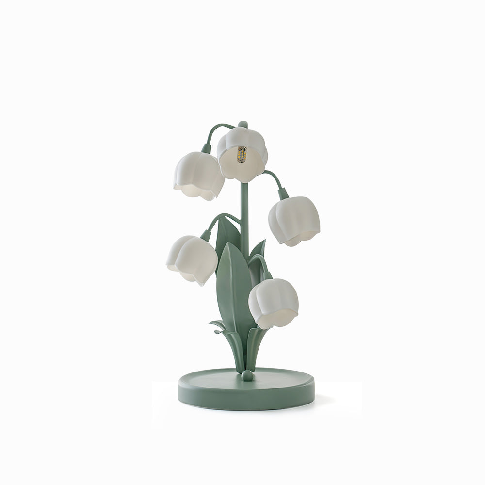 Bordslampa med blomformade skärmar