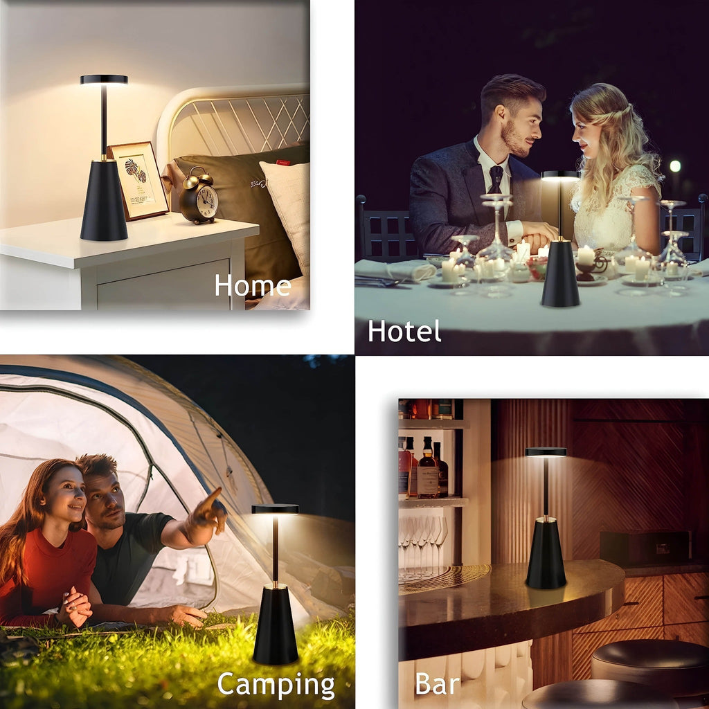 Sladdlös bordslampa med guldkant