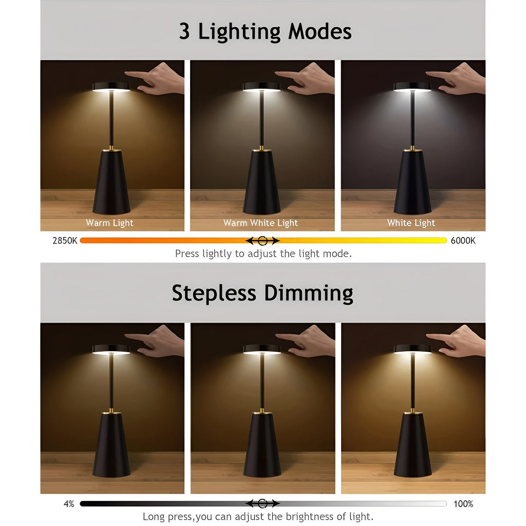 Sladdlös bordslampa med guldkant