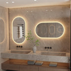 Oval badrumsspegel med LED och antiimma