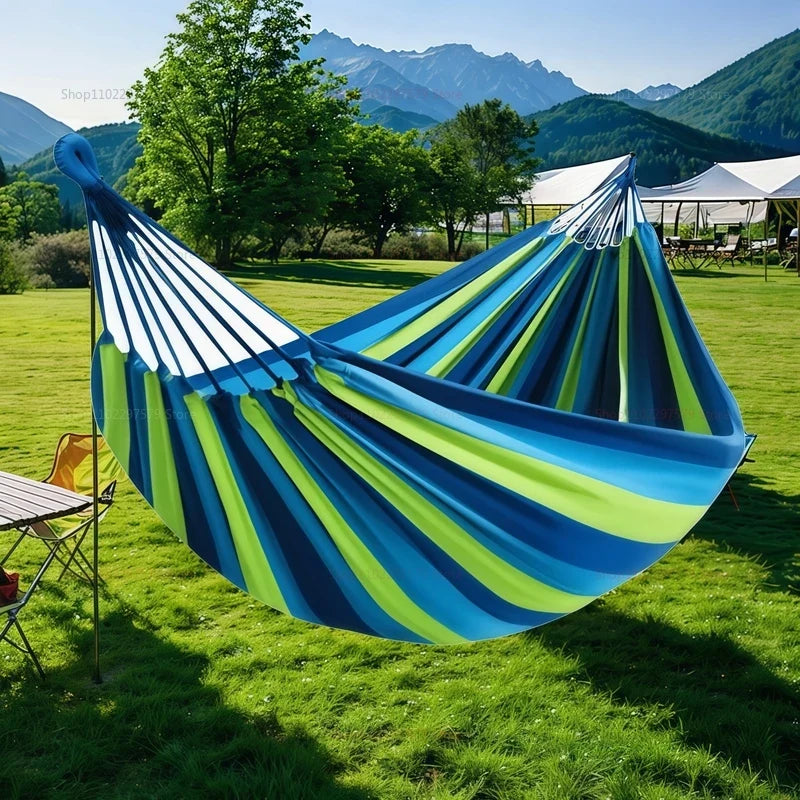 Hängmatta i randig bomullscanvas