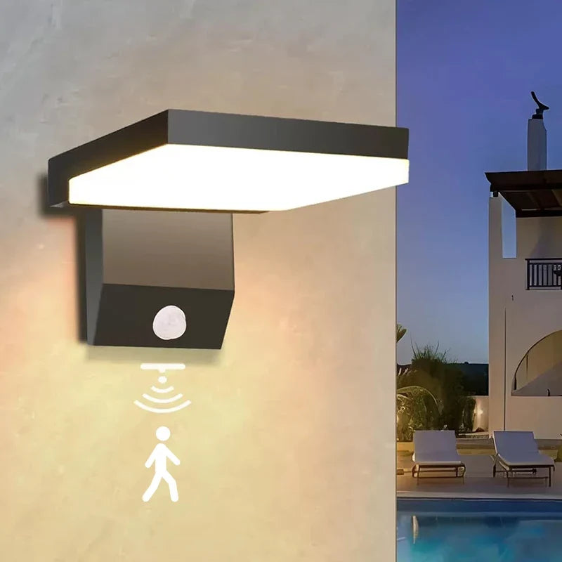 Utomhusvägglampa med vinkelbar panel