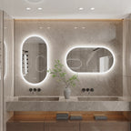 Oval badrumsspegel med LED och antiimma