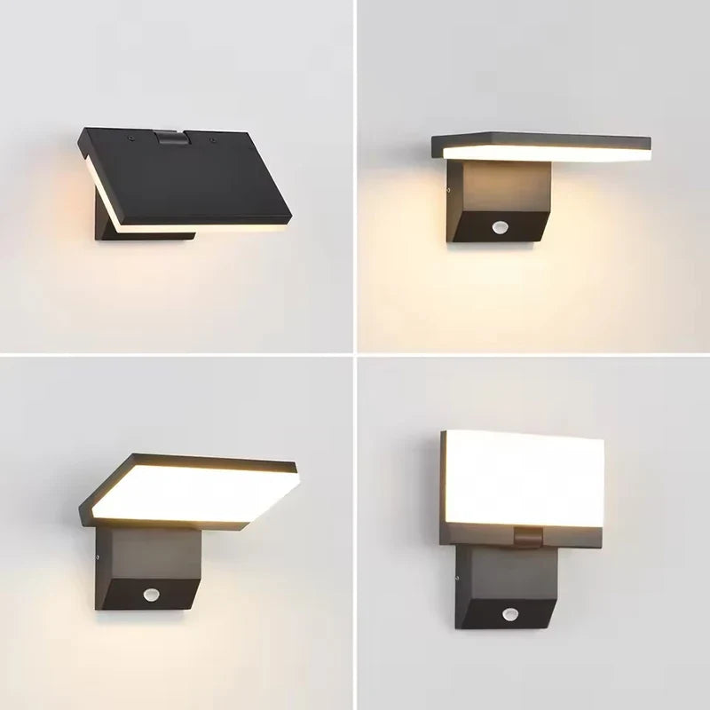 Utomhusvägglampa med vinkelbar panel