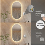 Oval badrumsspegel med LED och antiimma