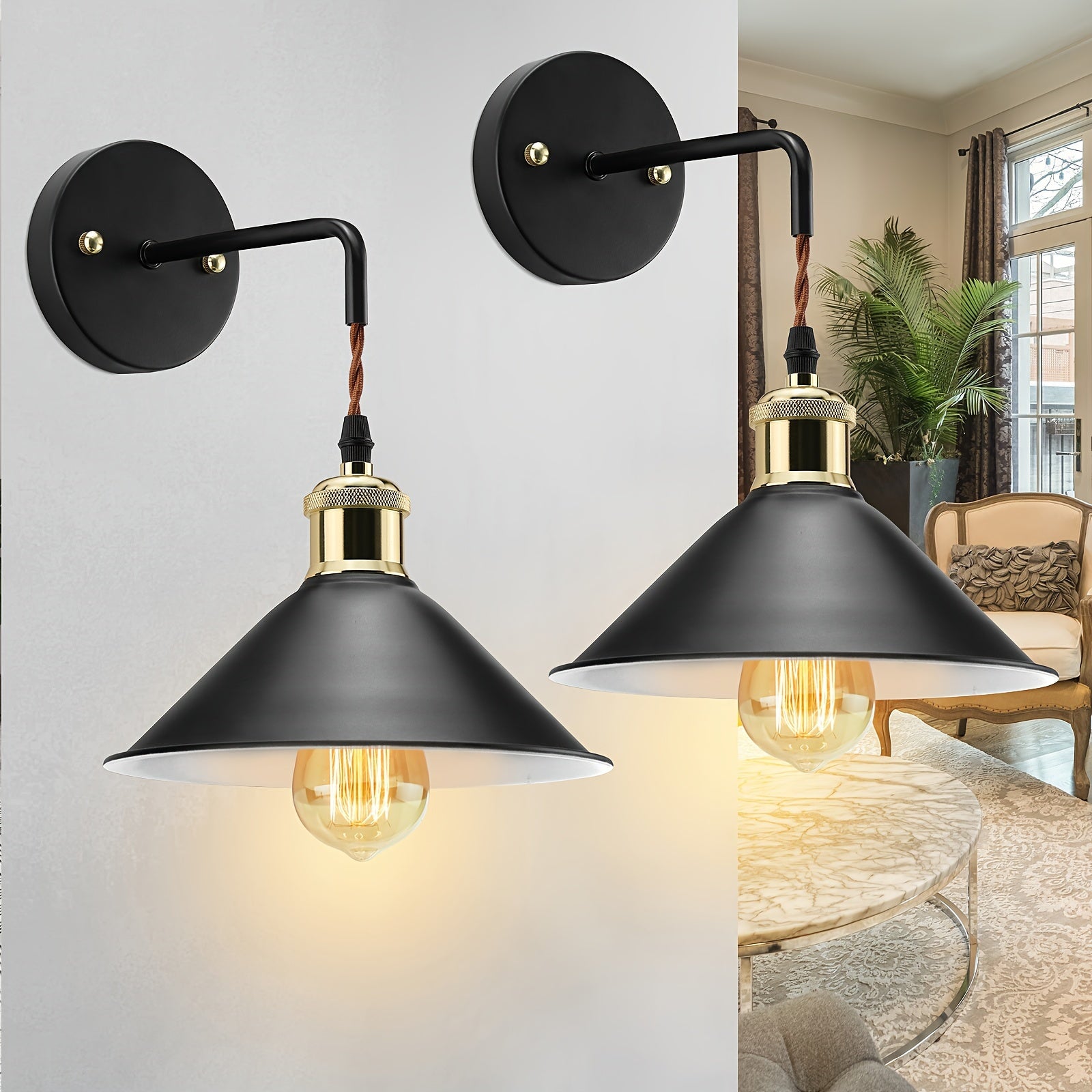 Vägglampa i metall, tvåpack