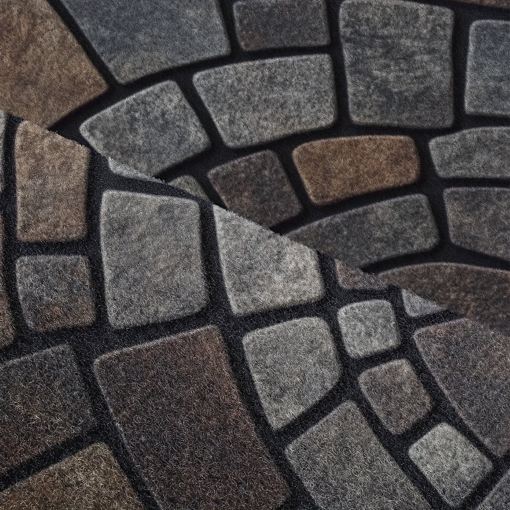 Halvrund dörrmatta med mosaikmönster