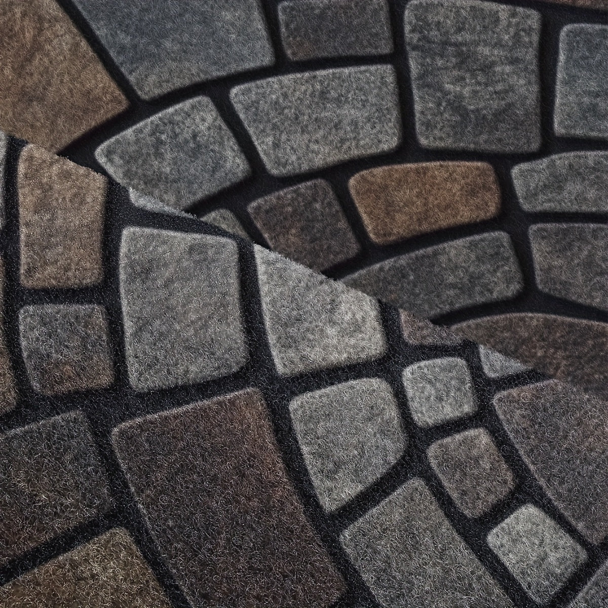 Halvrund dörrmatta med mosaikmönster