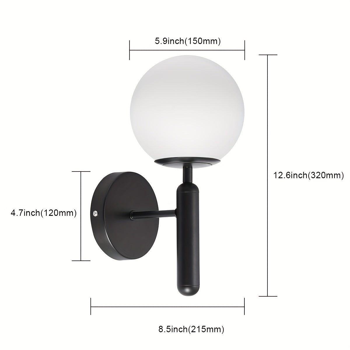 Vägglampa med rund glaskupa