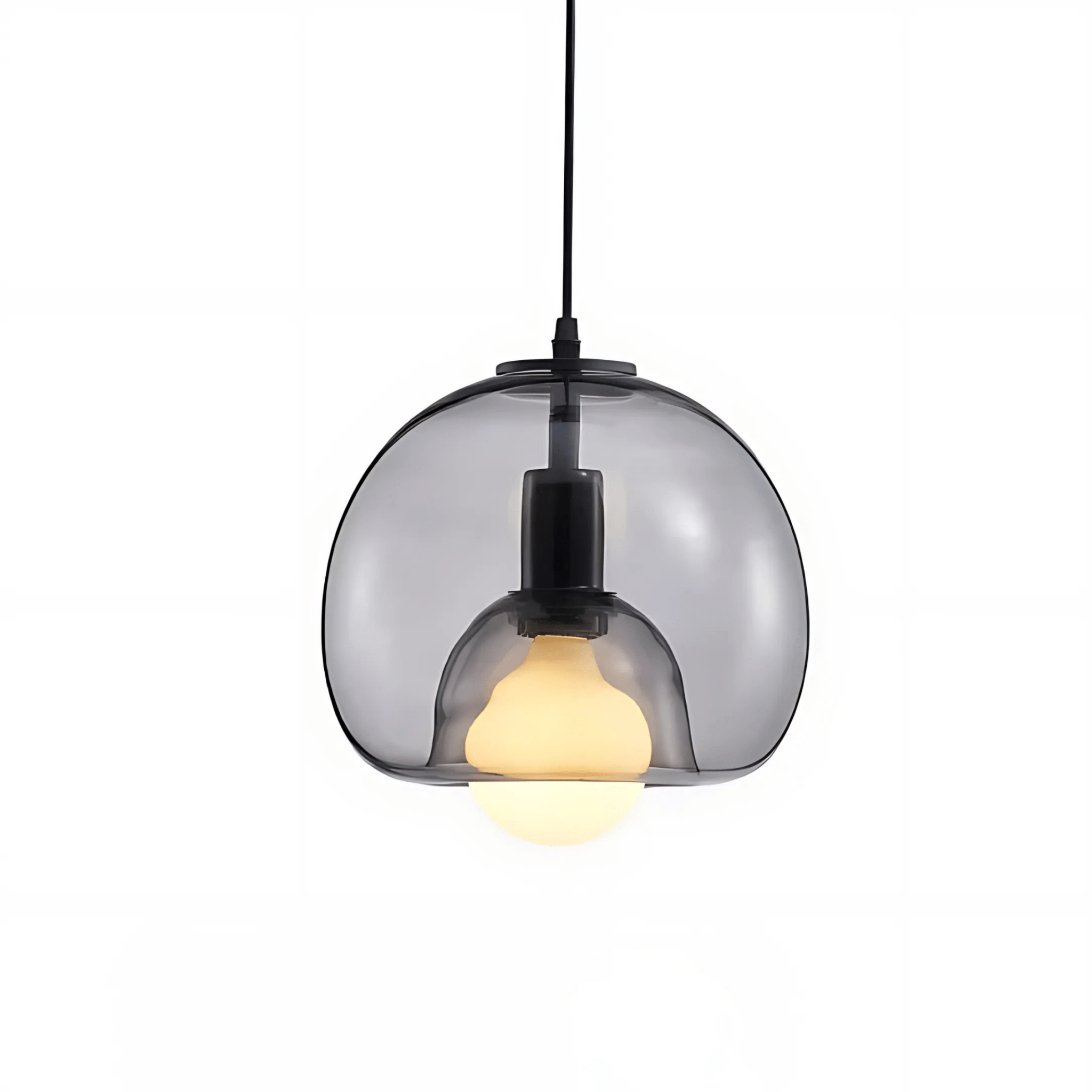 Taklampa med munblåst glasklot
