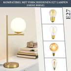 Bordslampa i mässing med vit glaskupa