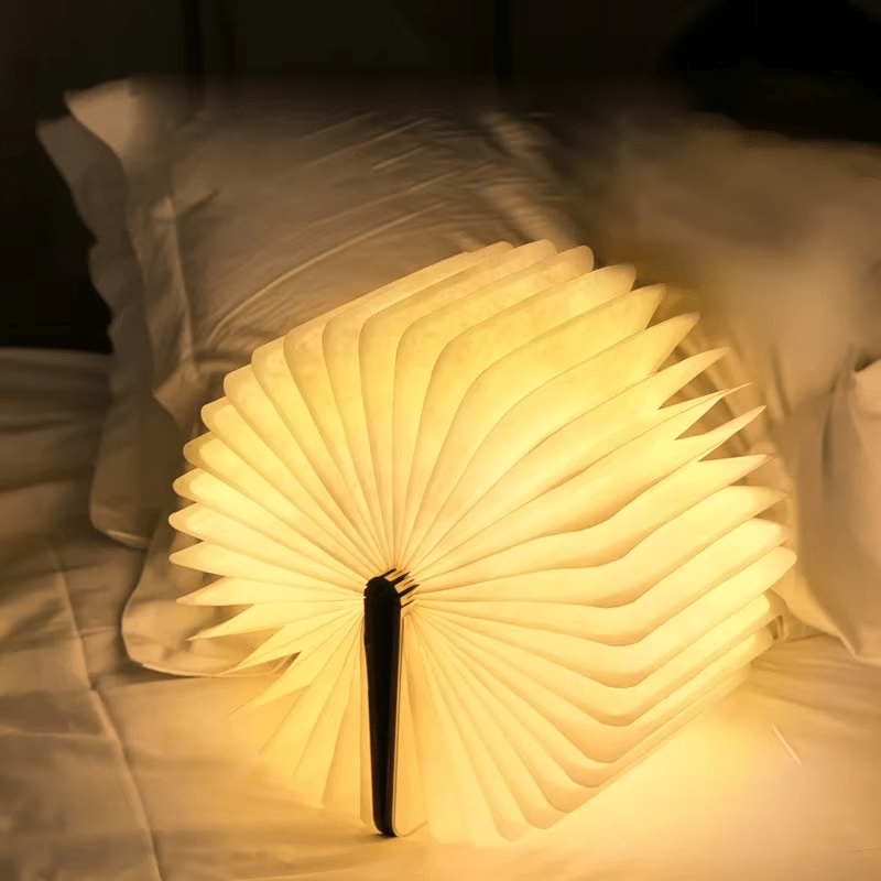 Hopfällbar bordslampa i bokform