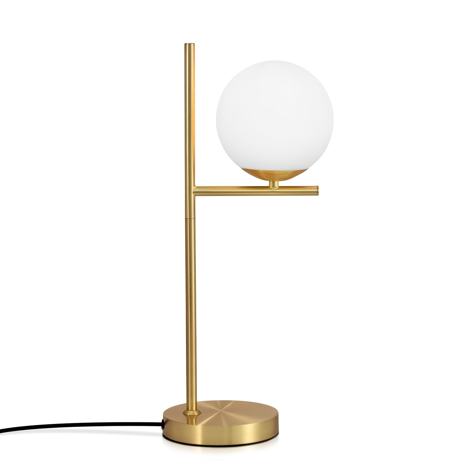Bordslampa i mässing med vit glaskupa