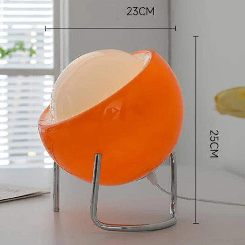 Bordslampa i glas med rostfri fot