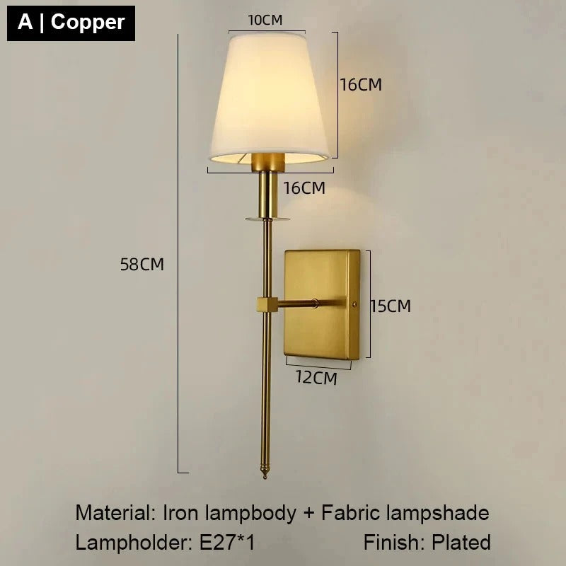 Vägglampa med tygskärm