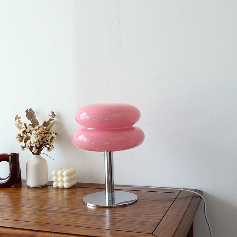 Bordslampa i glas med kromfot